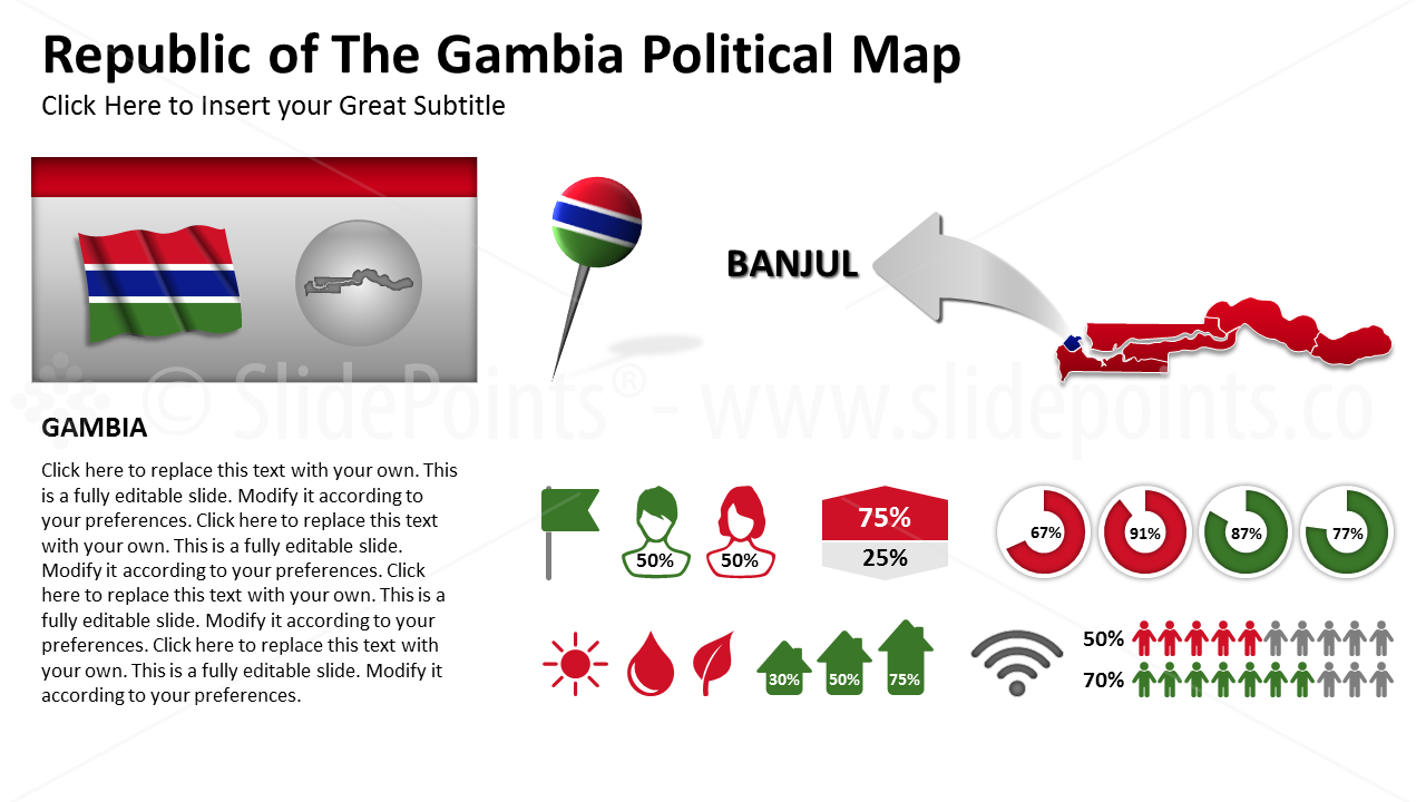 Gambia Vector Maps PowerPoint Editable Templates (125)