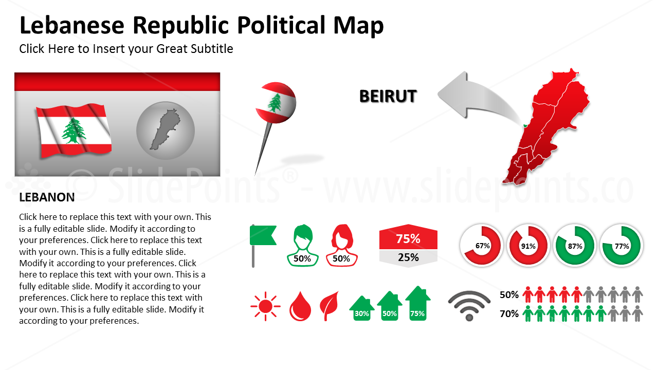 Lebanon Vector Maps PowerPoint Editable Templates (193)