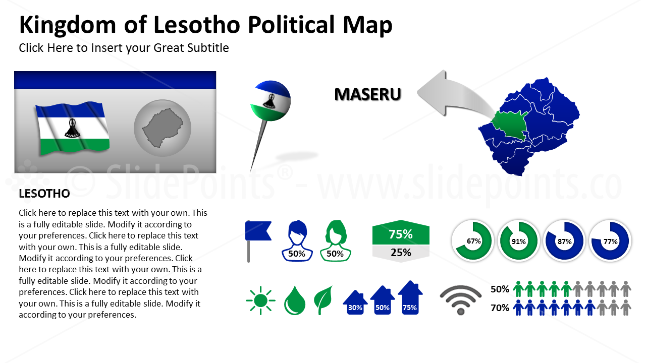 Lesotho Vector Maps PowerPoint Editable Templates (195)