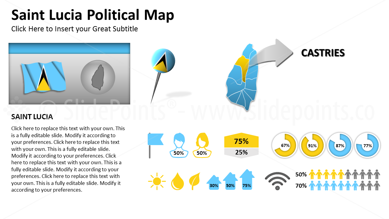 Saint Lucia Vector Maps PowerPoint Editable Templates (295)