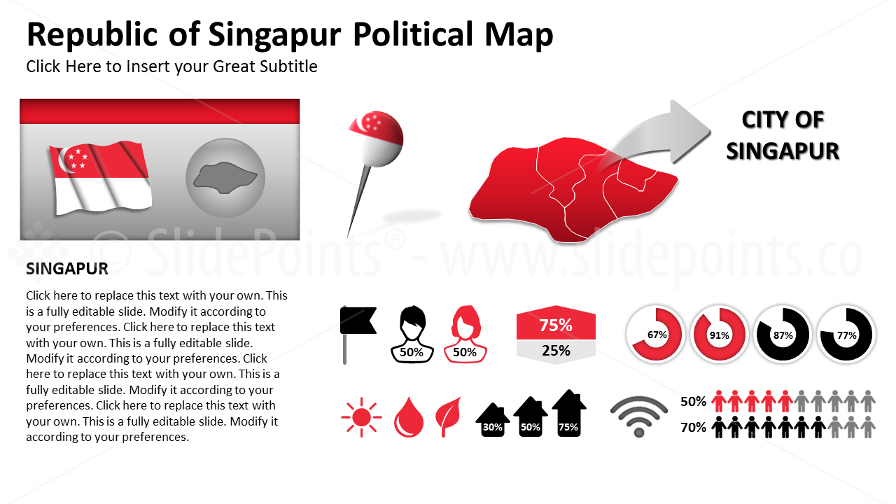 Singapur Vector Maps PowerPoint Editable Templates (311)