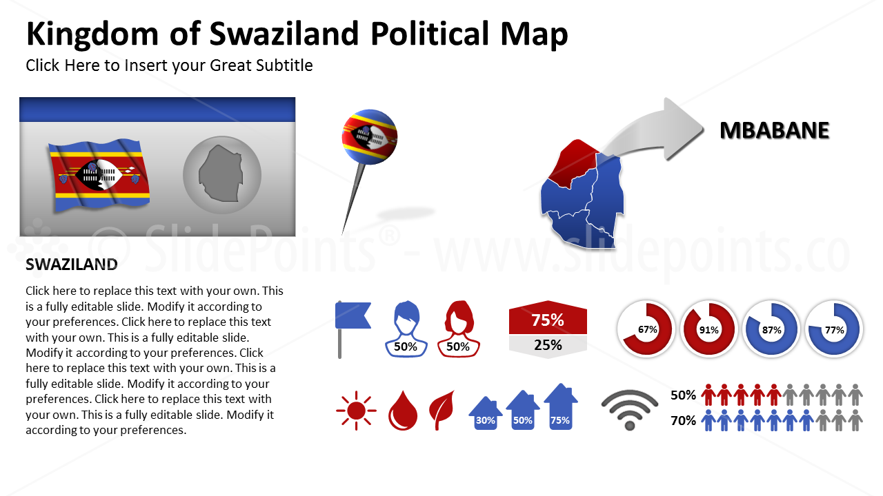 Swaziland Vector Maps PowerPoint Editable Templates (339)